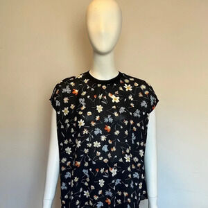 Arket Ducharne Floral Short Sleeve Viscose Blouse Top US 4 XS NWOT
